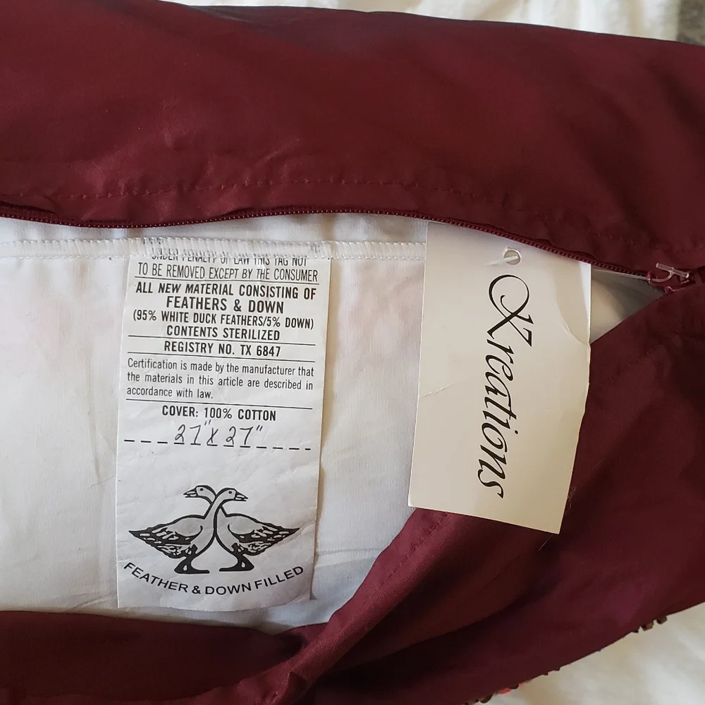Kreations Oversized Pillow with Exquisite Gold Sequin Beads Embroidery NWT